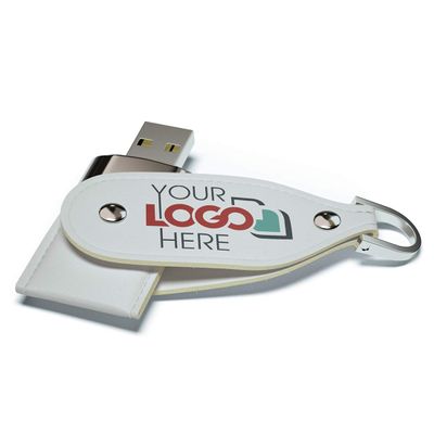 Possibox Custom Leather USB Flash Drive 256MB Printed or Embossed with Your Logo - as Promotional Gift Bulk - White 50 Pack