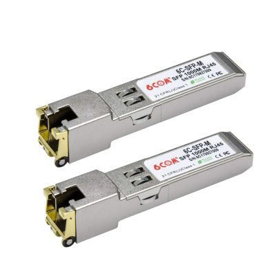 6COM 1000Base-T Gigabit SFP to RJ45 Copper Module, 1.25G SFP-T Transceiver, SFP to Ethernet, for Cisco GLC-T/SFP-GE-T, Ubiquiti, Netgear, D-Link, Supermicro, CAT5E/CAT6 up to 100m 2Pack