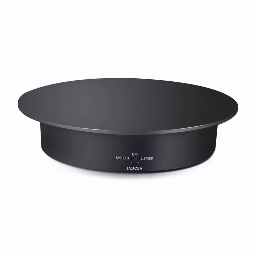 AIGICO Motorized Rotating Stand, Battery/USB Double Used Display Turntable for Photography Jewelry Cake, 3D Curing Resin Prints Spinner Shelf(Black)