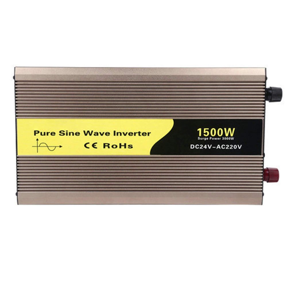 1500W Truck Inverter, 3000W Peak Power, 12V/24V to 110V/220V, with Dual Colling Fans AC Outlet and USB Port, Pure Sine Wave Converter for Car RV Boat,Dc 24v to ac 110v