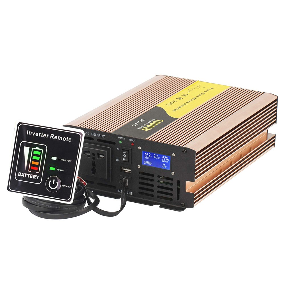 TGHY 1000W Power Inverter, 12V/24V/48V DC to 110V/220V AC, with LCD Display Remote Control, Pure Sine Wave Converter, with AC Outlet and USB Port, for RV Outdoor Camping,Dc 12v to ac 110v