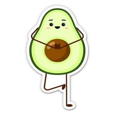 Avocado Doing Yoga Cute - 3" Vinyl Sticker - for Car Laptop Water Bottle Phone - Waterproof Decal