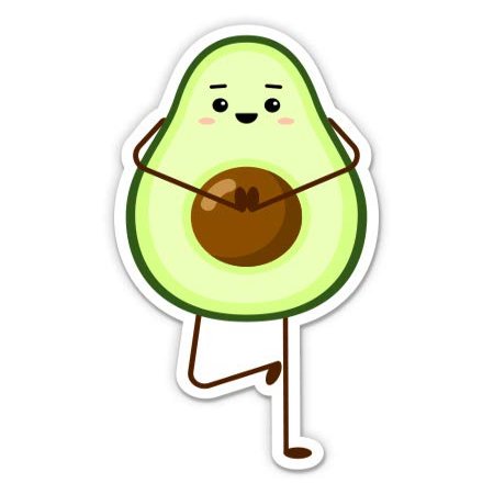 Avocado Doing Yoga Cute - 3" Vinyl Sticker - for Car Laptop Water Bottle Phone - Waterproof Decal