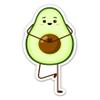 Avocado Doing Yoga Cute - 3" Vinyl Sticker - for Car Laptop Water Bottle Phone - Waterproof Decal view 1