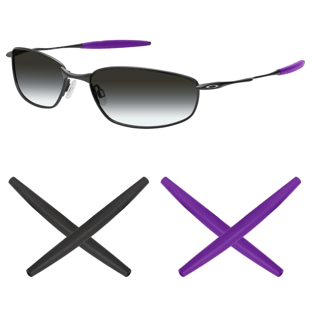 Mryok 2 Pair Replacement Earsocks for Oakley Whisker/Square Whisker/Juliet/Big Square Wire/A Wire Sunglass - Purple & Black