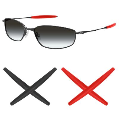 Mryok 2 Pair Replacement Earsocks for Oakley Whisker/Square Whisker/Juliet/Big Square Wire/A Wire Sunglass - Red & Black