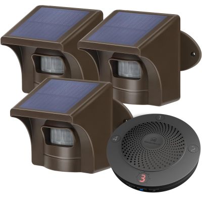 eMACROS Solar Wireless Driveway Alarm  1/2 Mile Long Range Motion Sensor for Long Driveways, Homes & Large Properties, Outdoor Weatherproof Security Alert System (1 Base Station with 3 Sensors)