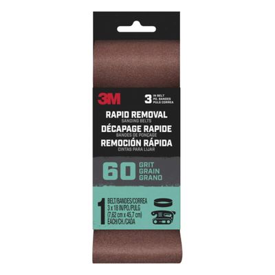 3m Belt3x181pk60 3" X 18" Rapid Removal 60 Grit Power Sanding Belt