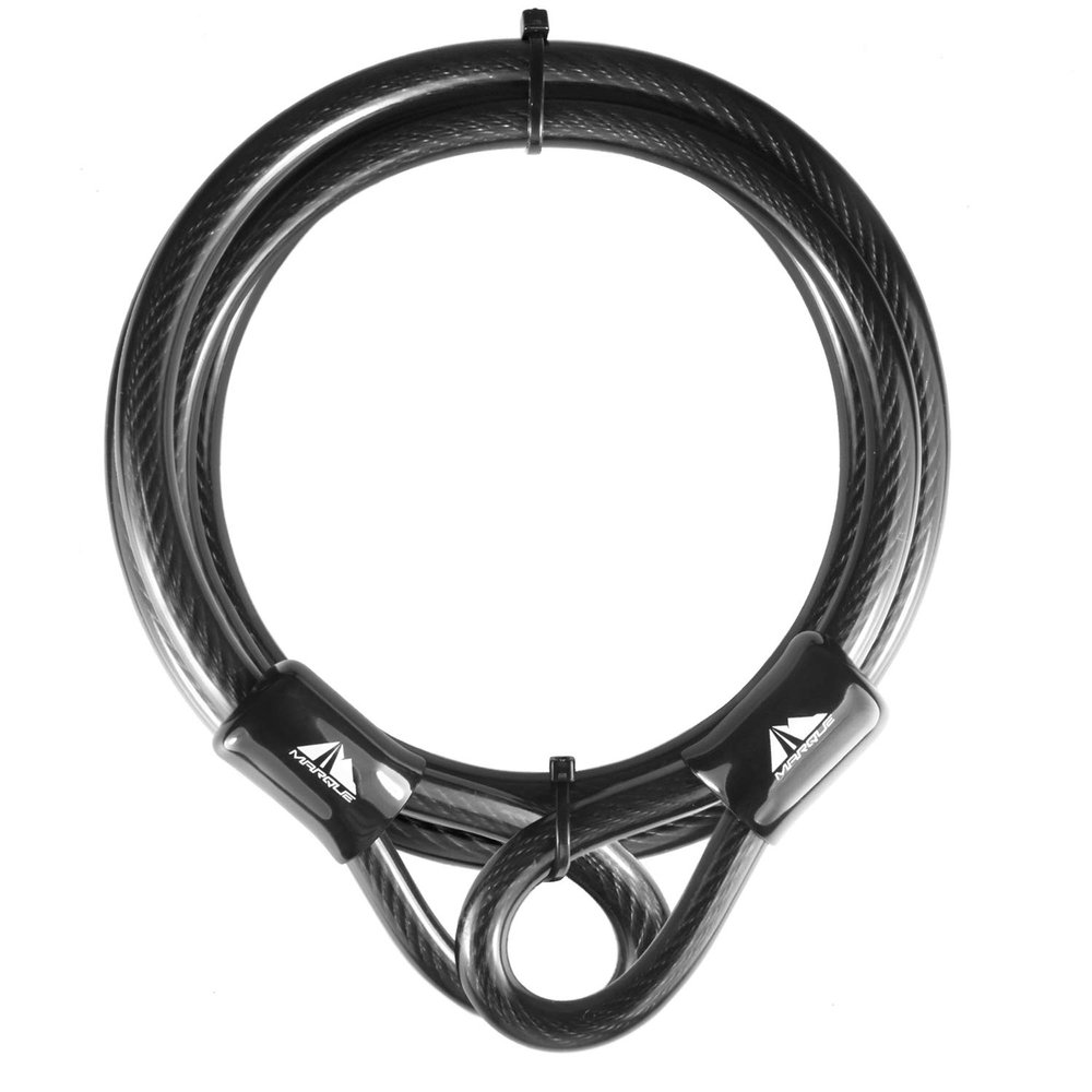 MARQUE Security Steel Cable - 3/8 inch (10 mm) Thick (4', 7', 15', 20' or 30') Vinyl Coated Braided Steel Cable with Double Sealed Looped Ends for U-Lock, Padlock, Disc Lock (4 FT)