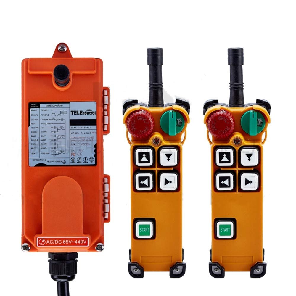 Hoist Crane Industrial Radio Remote Control Wireless Transmitter Stop Button F21-4D (2 Transmitter+1 Receiver, 65V-440V)