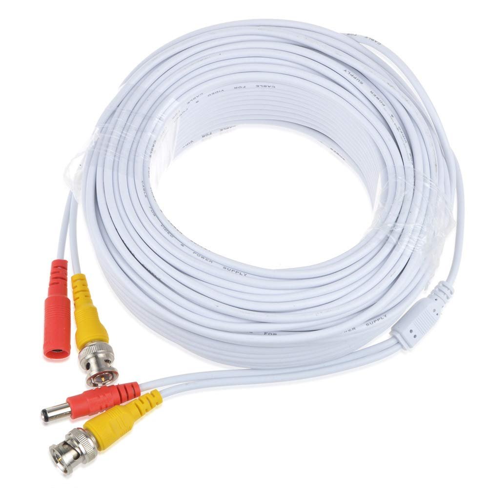 PKPOWER 150ft White BNC Video Power Wire Cord for Lorex Camera Cable 1080P 720P 960H ETC