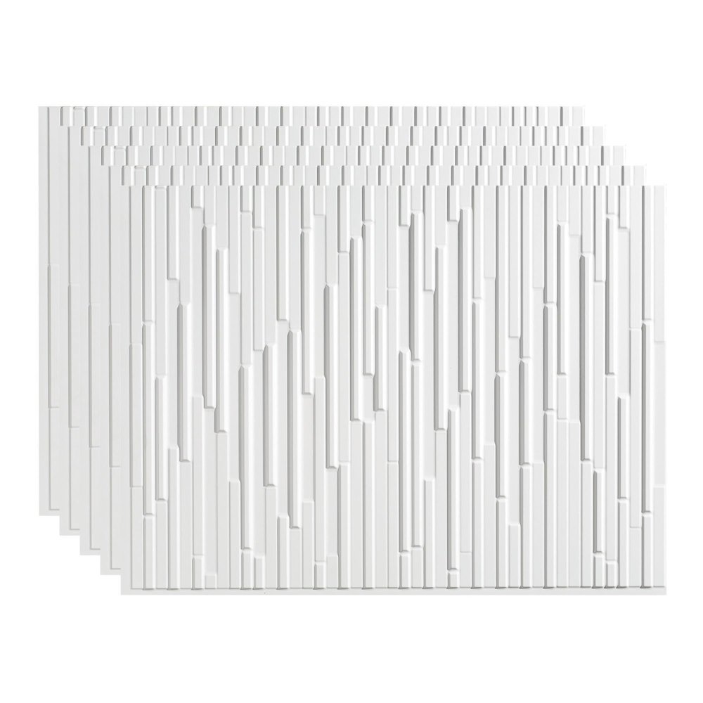 FASDE Skyline Decorative Vinyl Backsplash Panel in Matte White (5 Pack)