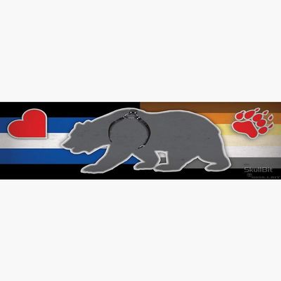 California Leather Bear Dual Tone Banner T-Shirt - Sticker Graphic - Auto, Wall, Laptop, Cell, Truck Sticker for Windows, Cars, Trucks