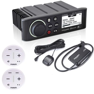 Fusion MS-RA70NSX, with SXV300V1 Sirius XM Tuner, and 2- ARX70W White Wireless Remote