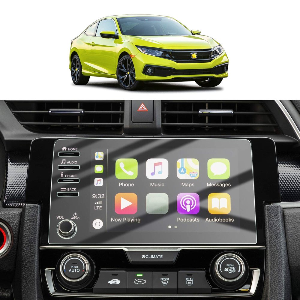 [2 Packs] PET Plastic Screen Protector for 2019 2020 Civic LX EX Touring Si EX-L Insight Sedan Hatchback Navigation High Clarity Anti-Glare Honda Touch PET Plastic Protective Film (4 Buttons)