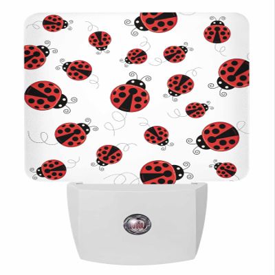 Futuregrace Nightlight Plug in LED Lights for Bedroom, Red Ladybug Pattern Night Lights Plug into Wall with Light Sensors Room Decor for Nursery Children Kids Boys Girls