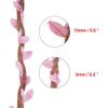Burlap Leaf Ribbon 2 Rolls 66 Feet 5mm Jute Burlap Twine Vine with Artificial Leaves for Crafts Jungle Garland Party Wedding Garden Home Decoration Pink view 3