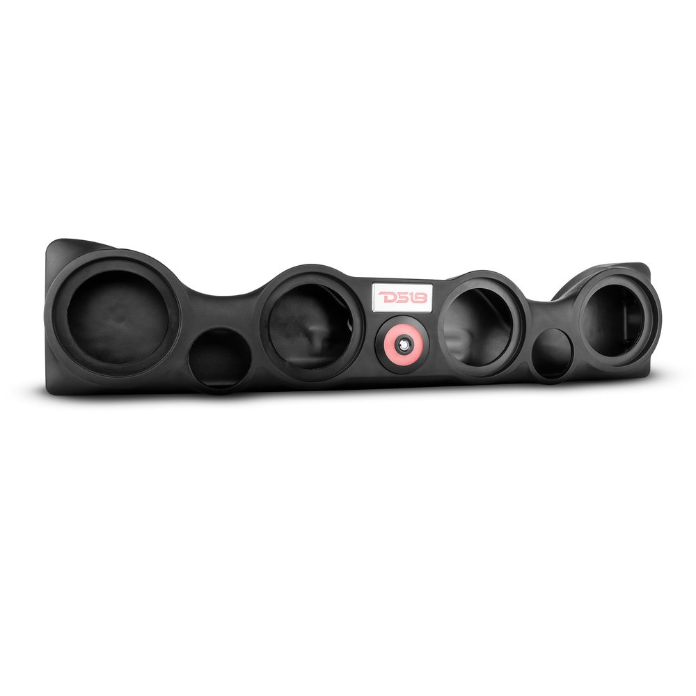 DS18 TJ-SBAR/BK Jeep Wrangler TJ Overhead Sound Bar Enclosure Holds 4X 6.5 Speakers & 2X Tweeters, RGB Logo Badge, White LED Dome Light, OEM Fit Audio Upgrade (Black)