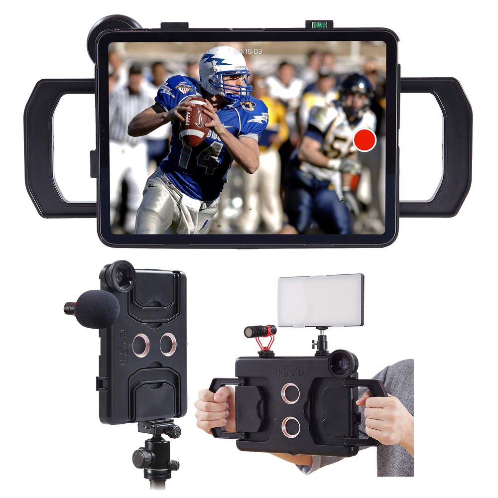 MegaMount Multimedia Rig Case Video Stabilizer for Apple iPad Air 10.5 inch [3rd Gen 2019 Only] Attach Lenses, Lights, Microphones. Great for Live Conferencing, Video Recording, Mounts on Tripods