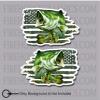 2 Pack of American Flag Largemouth Bass Fish Fishing Sticker Decal (2 Pack 7"x12") view 1