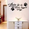 Love Ia A Four Legged Word - Cute Dogs Paw Prints Doggy Puppy Paws Dog Lover Quote Vinyl Wall Decal Wall Art Wall Sticker Decoration For Home Room Living Room Bedroom Wall Dcor Size (10x8 inch) view 3