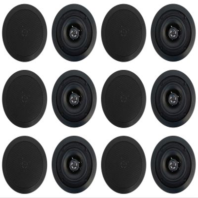 Rockville CC525T Black 5.25-in Commercial 70V in-Ceiling Speaker, Selectable Tap 2.5 to 20-Watt, Polypropylene Woofer Mylar Tweeter, for Restaurant Bar Cafe, 6-Pair