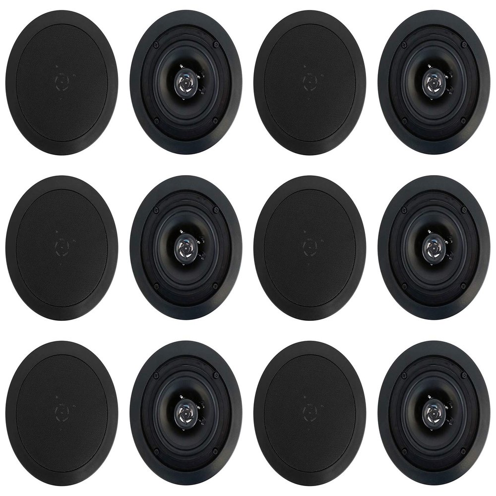 Rockville CC525T Black 5.25-in Commercial 70V in-Ceiling Speaker, Selectable Tap 2.5 to 20-Watt, Polypropylene Woofer Mylar Tweeter, for Restaurant Bar Cafe, 6-Pair