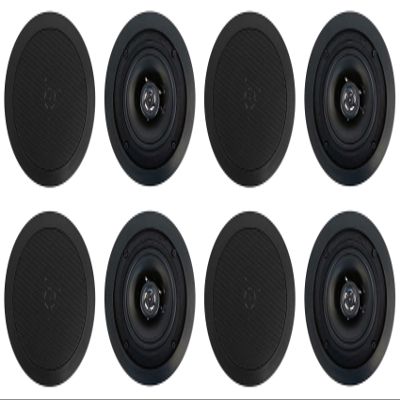 Rockville CC525T Black 5.25 in Commercial 70V Ceiling Speakers, 8 Ohm, 80Hz-20kHz, 2.5-20W Tap Options, in-Ceiling Audio for Restaurant Bar Cafe, 8-Piece