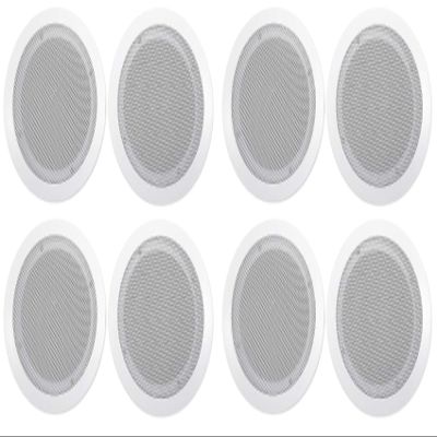Rockville CC65T 6.5-in 70V Commercial Ceiling Speakers, Polypropylene Woofer, White, Mylar Dome Tweeter, Swivel Tweeter, for Restaurant/Bar/Cafe Applications, 8-Piece