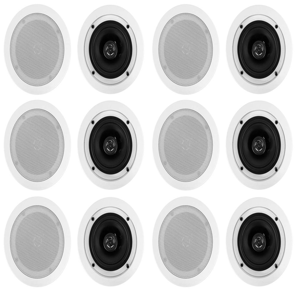 Rockville CC525T White 5.25-Inch White 70V/8-Ohm Commercial Ceiling Speakers, 40W Power Handling, Polypropylene Woofer with Mylar Tweeter, Flush Mount Grills for Restaurant, 12-Piece