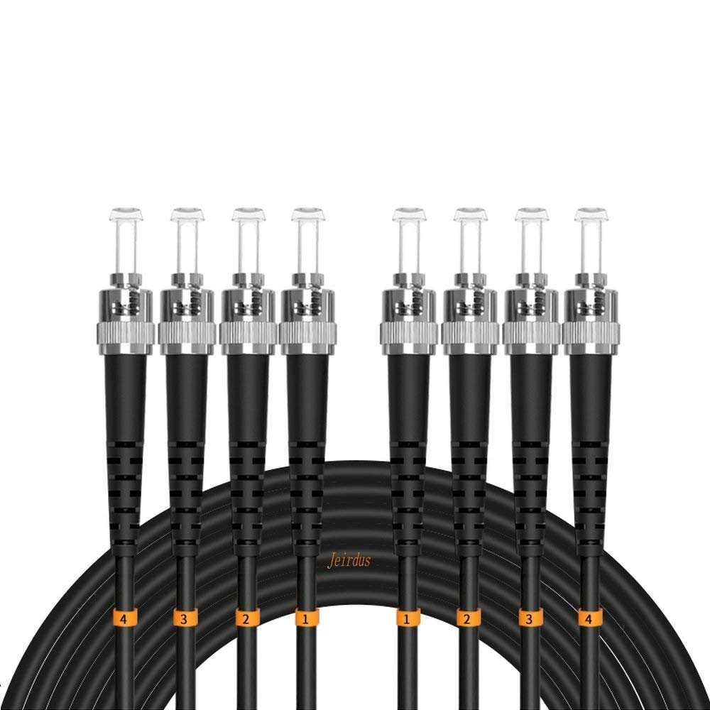 Jeirdus 200Meters 656ft ST to ST Outdoor Armored 4 Core 9/125 SMFFiber Optic Cable Jumper Optical Patch Cord Singlemode ST-ST