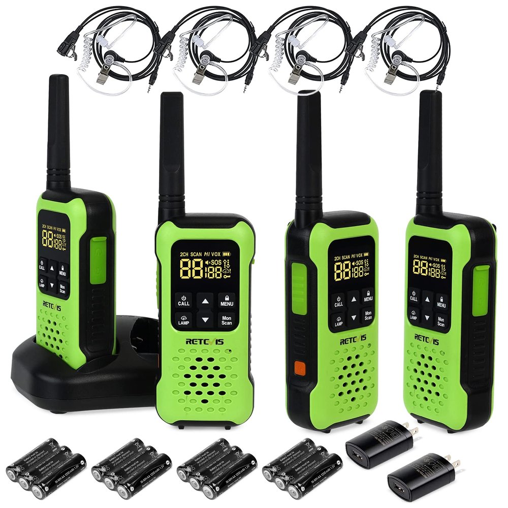 Retevis RT49P Waterproof Walkie Talkies, IP67 Portable FRS Two-Way Radios, Waterproof Floating Walkie Talkies for Adults, NOAA, Flashlight SOS, for Kayaking, Fishing, Hunting 4 Pcs