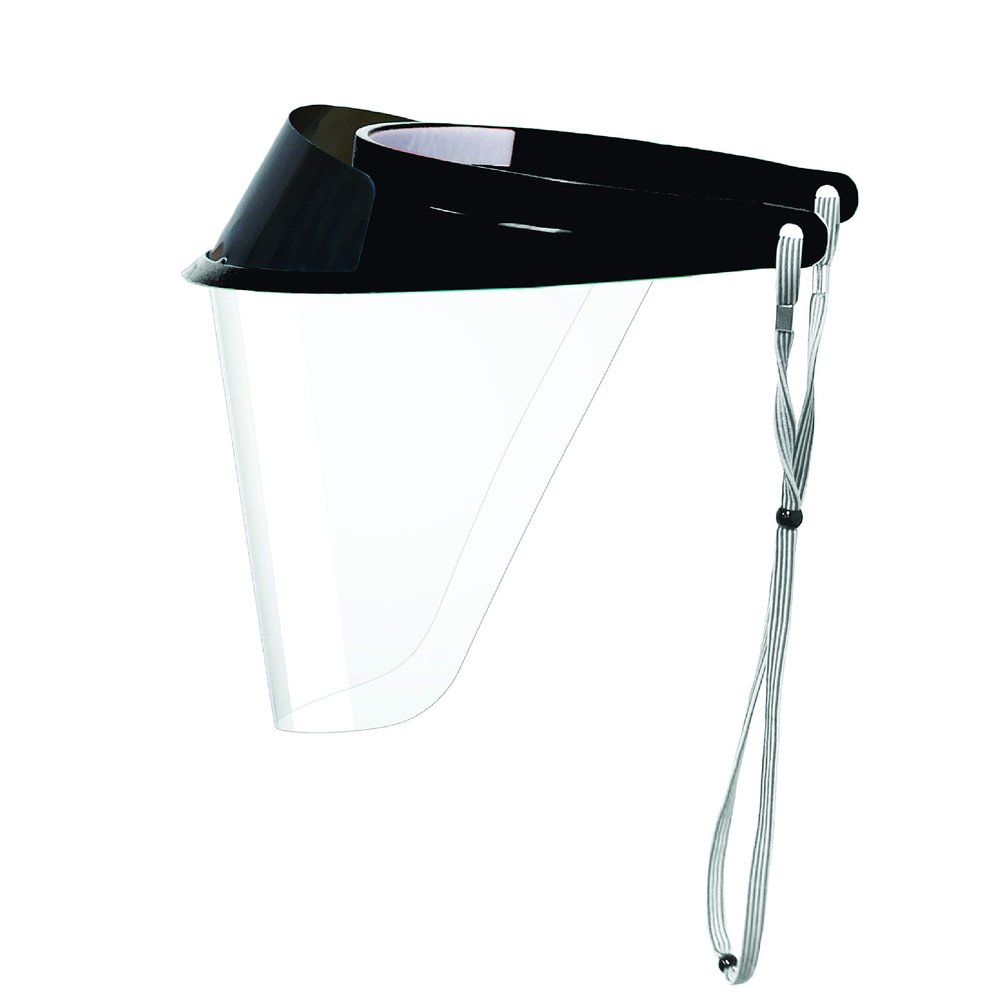 Pac-Dent iVisor Plus Reusable Face Shield Kit, Full Face Protective Shield with Anti-Fog Coating and Cinch Cord, Adjustable to Comfortably Fit All Head Sizes, Satin Black