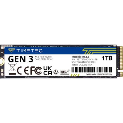 Timetec 1TB SSD NVMe PCIe Gen3x4 8Gb/s M.2 2280 3D NAND High Performance SLC Cache Read/Write Speed Up to 2,000/1,600 MB/s Internal Solid State Drive for PC Laptop and Desktop (1TB)