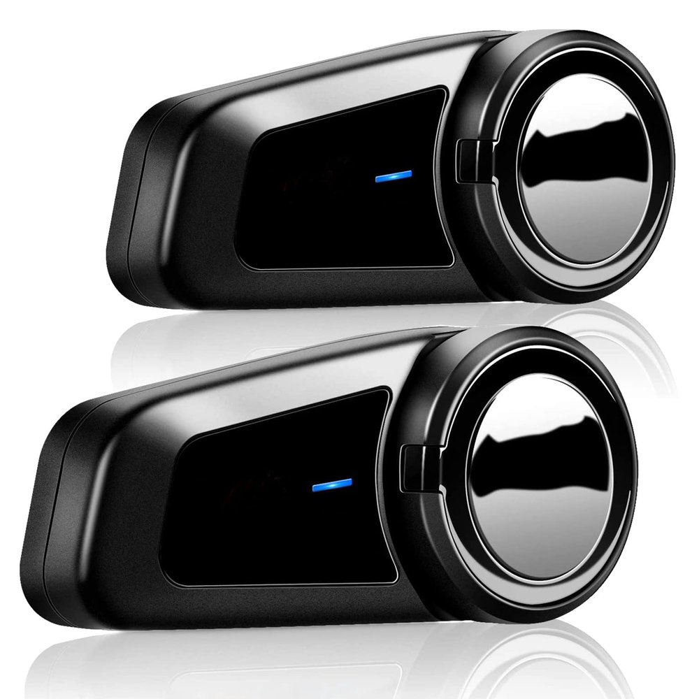 QSPORTPEAK Motorbike Bluetooth Helmet Headset Intercom,M2 full duplex Wireless Motorbike Interphone for 6 Riders/Range 1000m/FM Radio/GPS/MP4,Connect with Any Bluetooth Headset2 Pack