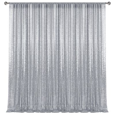 1010FT Silver Sequin Backdrop Curtain, Photography Backdrop Glitter Curtains Fabric Background for Wedding Party Decor