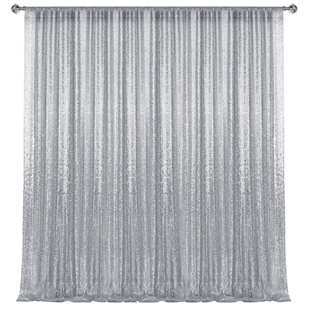 1010FT Silver Sequin Backdrop Curtain, Photography Backdrop Glitter Curtains Fabric Background for Wedding Party Decor