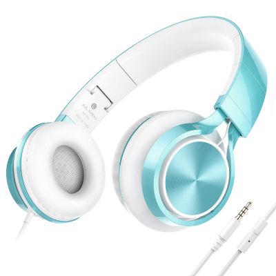 AILIHEN Kids Headphones for School Boys, Headphones with Microphone for Chromebook Laptop Computer Smartphone, 3.5mm Foldable Lightweight Headset for Teen Teenager (Lime Green)