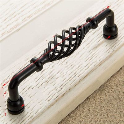 Geeyu Door Cabinet Handles, Hollow Out Birdcage Handles,Antique Bronze Cabinet Handles, Drawer Knobs,Wardrobe Door Pullers,Vintage Furniture Handle, Indoor Hardware (Color : 1893 160 Black)