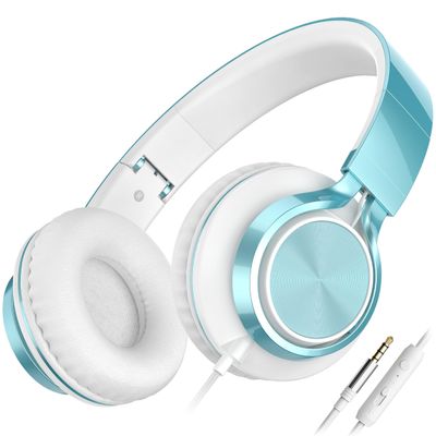 AILIHEN C8 Headphones Wired, On-Ear Headphones with Microphone and Volume Control, Corded 3.5mm Headset for Boys Girl School Smartphones Chromebook Laptop Computer Tablets Airplane Travel (Lime Green)
