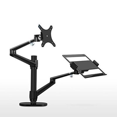 OL-3L Aluminum Silver Ergonomics 10"-17" Desk Laptop Stand 32" Monitor Desktop Bracket Computer Mount Full Motion Column bar (Black)