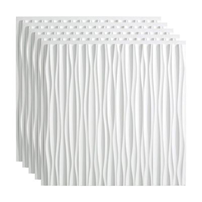 FASDE Dunes Vertical Decorative Vinyl 2ft x 2ft Glue Up Ceiling Panel in Matte White (5 Pack)