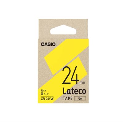 Casio XB-24YW Label Writer Lateco Refill Tape, Yellow with Black Letters, 0.9 inches (24 mm)