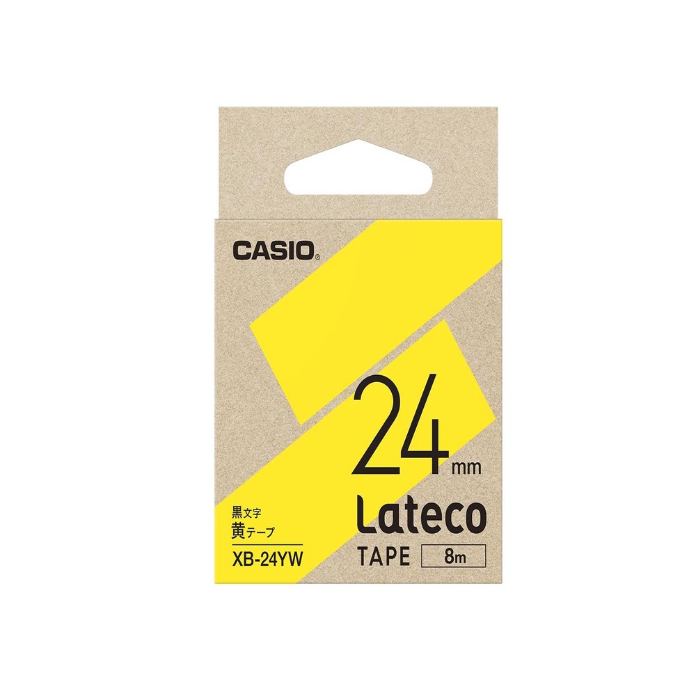 Casio XB-24YW Label Writer Lateco Refill Tape, Yellow with Black Letters, 0.9 inches (24 mm)