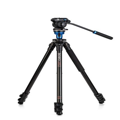 Benro Aluminum Video Tripod with S2PRO Fluid Head Smooth Pan/Tilt Motion, Sliding Quick-Release Plate & Flip-Lock Legs for Mirrorless Video, Vlogging & On-Location Shooting (A1573FS2PRO)