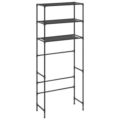 vidaXL 3-Tier Storage Rack - Over Laundry Machine Unit, Black - Stainless Steel Construction - 27.2"x11"x66.5" - Spacious Laundry Room Organizer