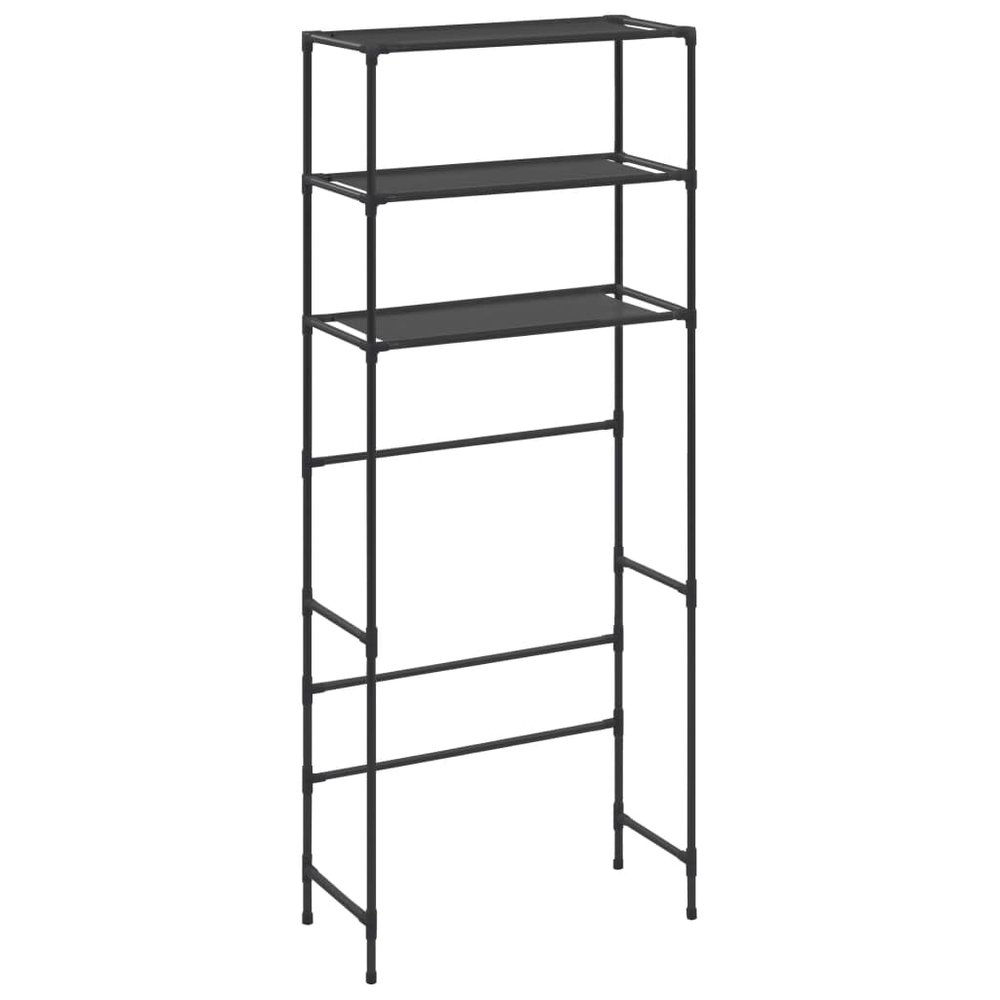 vidaXL 3-Tier Storage Rack - Over Laundry Machine Unit, Black - Stainless Steel Construction - 27.2"x11"x66.5" - Spacious Laundry Room Organizer