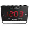HANNLOMAX HX-131CR Alarm Clock Radio. PLL FM Radio, 1.2" Red LED Display, Bluetooth, USB Ports for 2.4A & 1A Charging/MP3 Playback, Night Light, AC Power Operation only. view 1