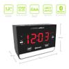 HANNLOMAX HX-131CR Alarm Clock Radio. PLL FM Radio, 1.2" Red LED Display, Bluetooth, USB Ports for 2.4A & 1A Charging/MP3 Playback, Night Light, AC Power Operation only. view 2