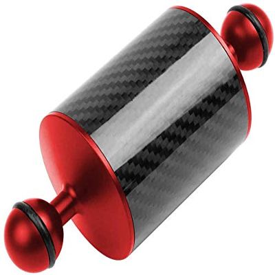 FEICHAO Carbon Fiber Float Buoyancy Aquatic Arm Dual Ball Floating Arm D60MM Camera Underwater Diving Tray (5 inch,Red)